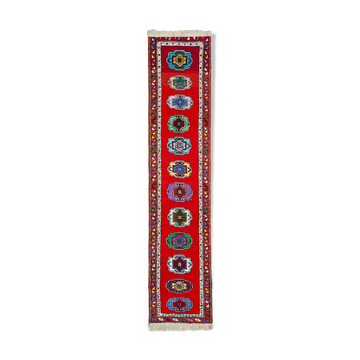 Tapis rouge anatolien tissé à la main 80 cm x 371 cm