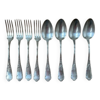 Set of 8 antique silver-plated metal cutlery