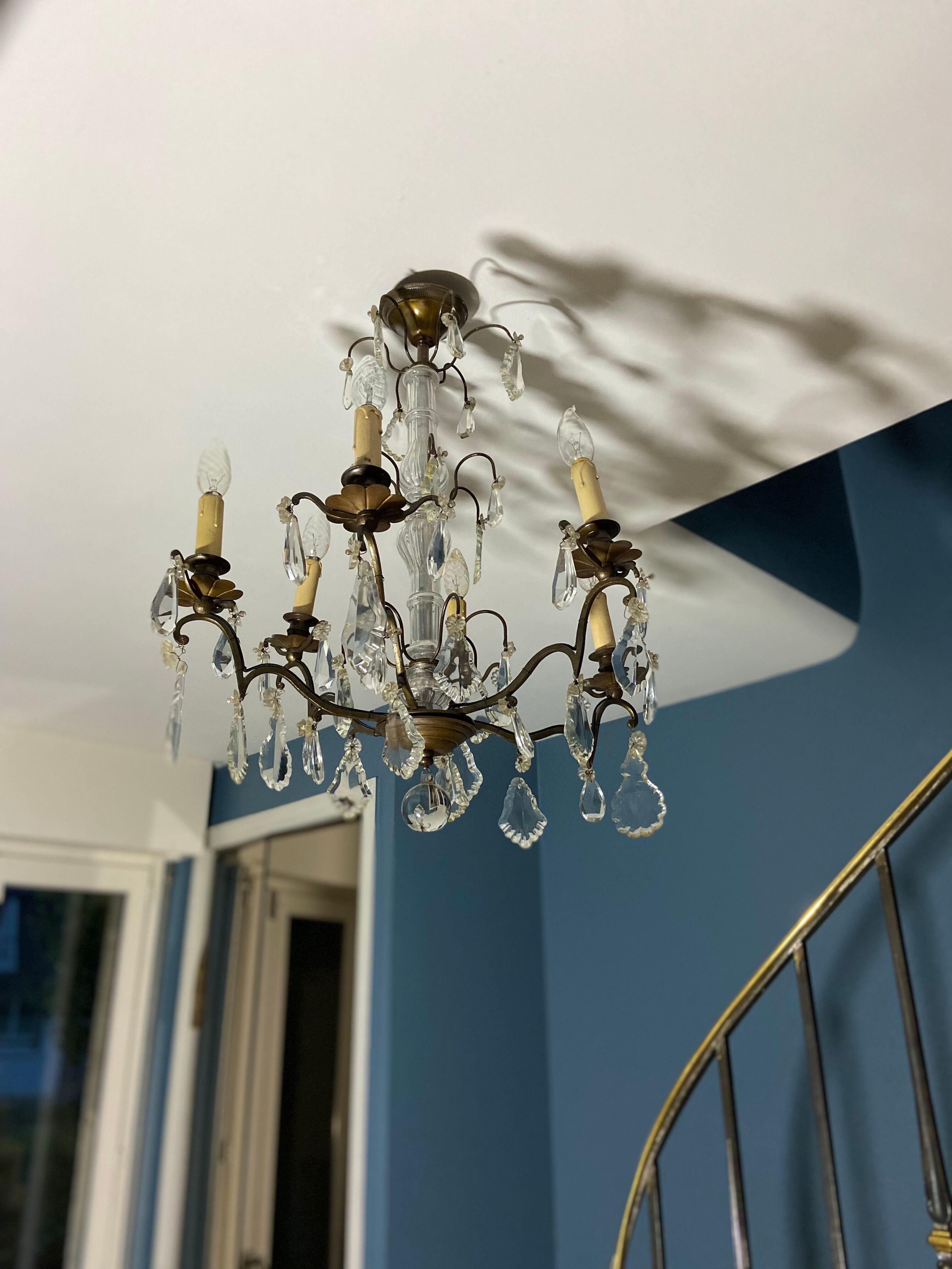 Grapevine chandelier NINETEENTH bronze and crystal
