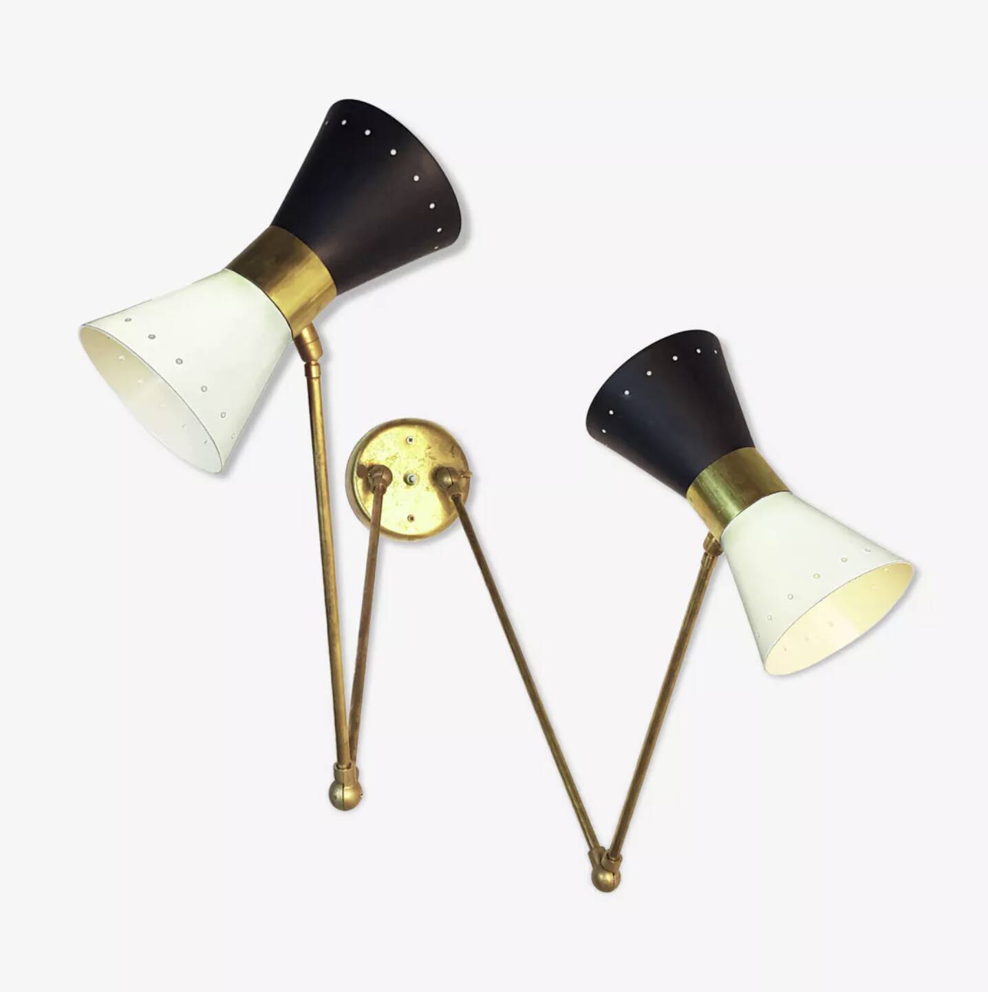 Large double articulated wall lamp design 1950