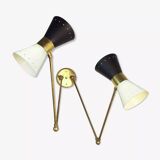 Large double articulated wall lamp design 1950