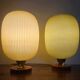 Rare Pair of Table Lamps, Glass and Wood, 1960s