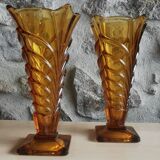 Pair of amber art deco vases