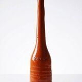 Bright orange mid-century decorative bottle lamp base glazed pottery.