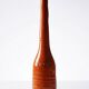 Bright orange mid-century decorative bottle lamp base glazed pottery.