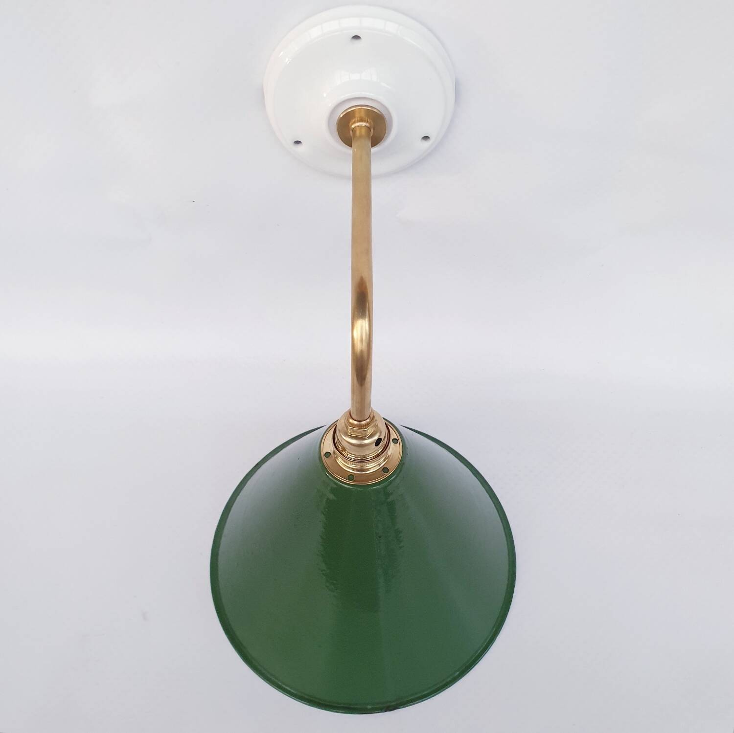 Swan neck and enamelled sheet metal wall light