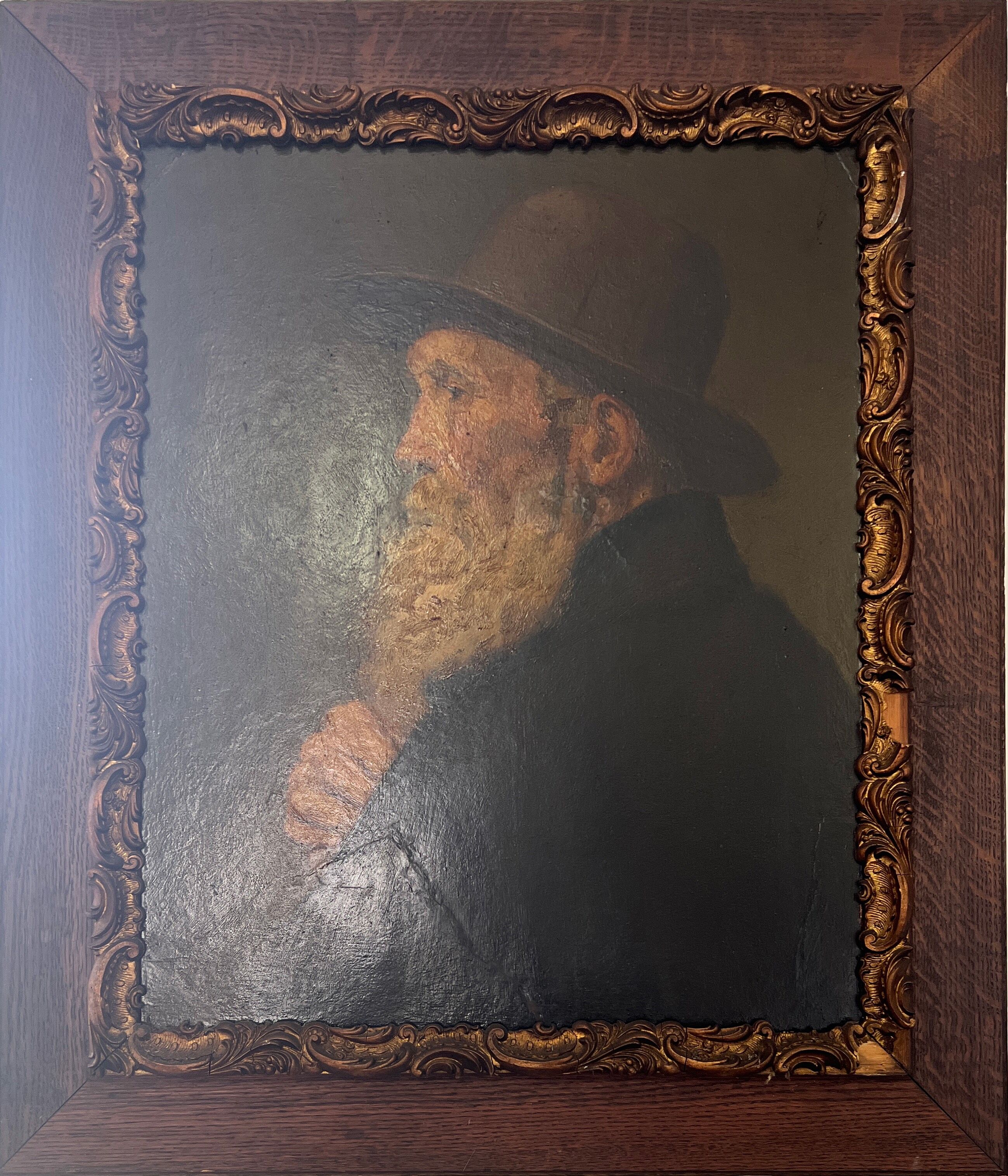 Portrait viellard - oil on panel