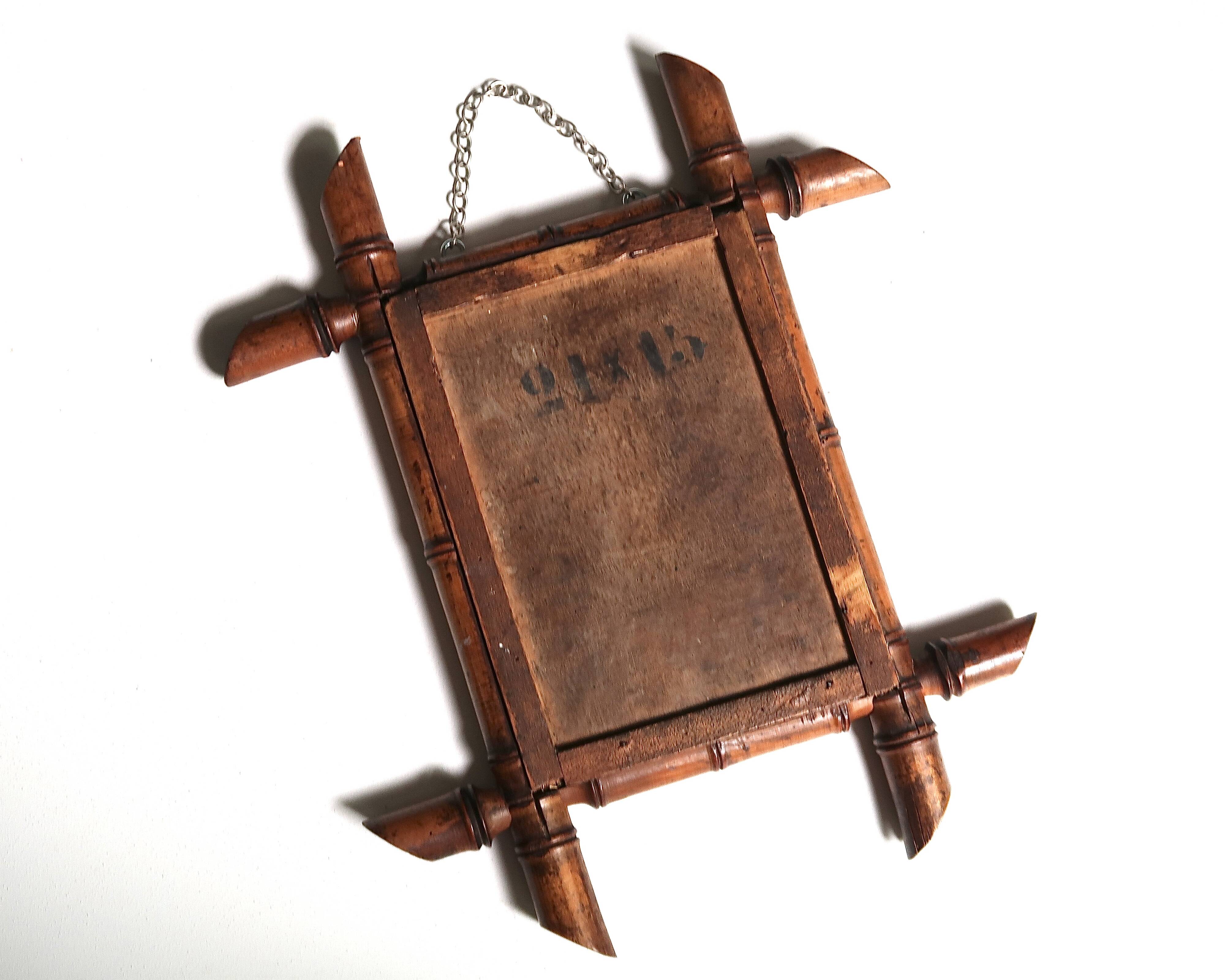 Small mirror with turned wooden frame, 1930s