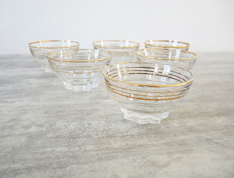 6 old champagne glasses 60s