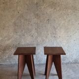 Paire tabourets  bois massif