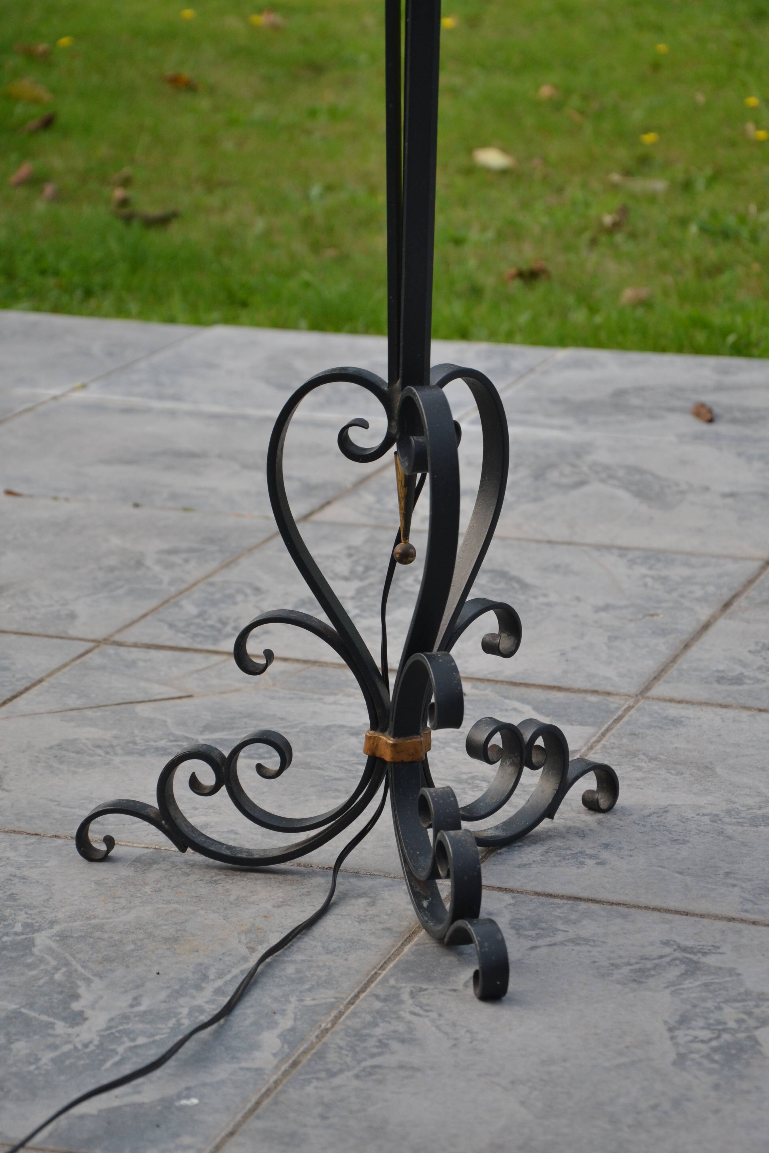 Vintage Sèvres crystal and wrought iron floor lamp from the 1950s