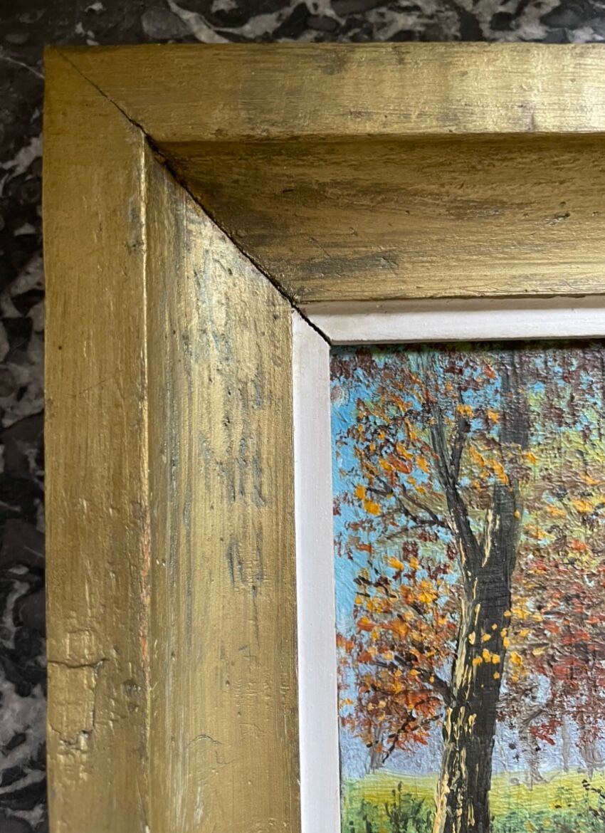 Old painting, river landscape signed M.Bonvin