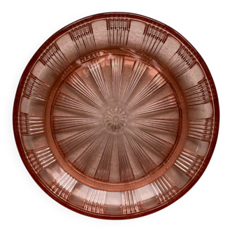 Art Deco pink glass fruit bowl or dish