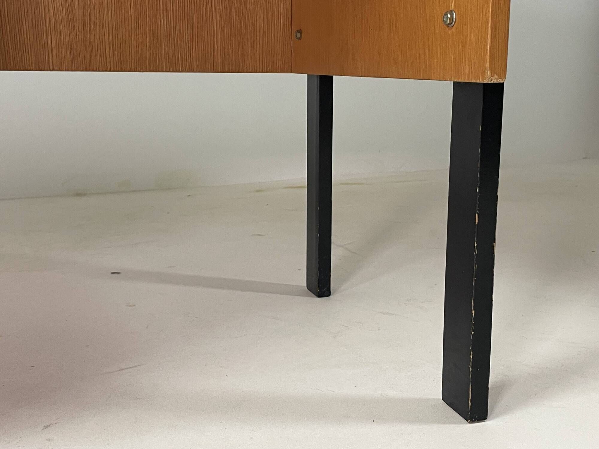 Vintage oak and black wood desk from the 60s