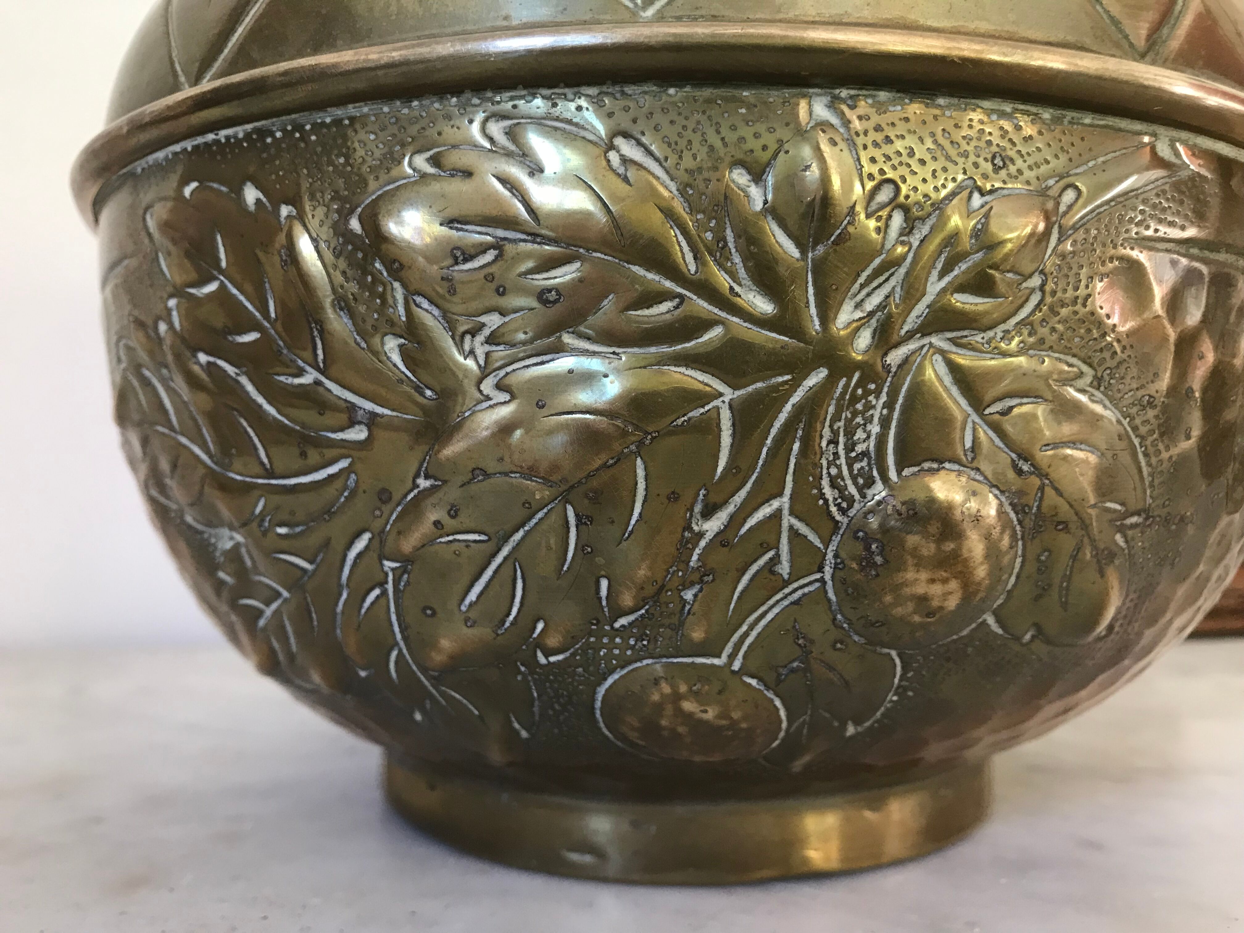 Vintage brass pot cover