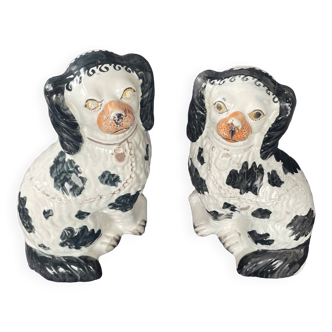 Pair of Staffordshire earthenware dogs