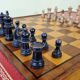 Louis Philippe style chess table and chess game with leather and wood tablets
