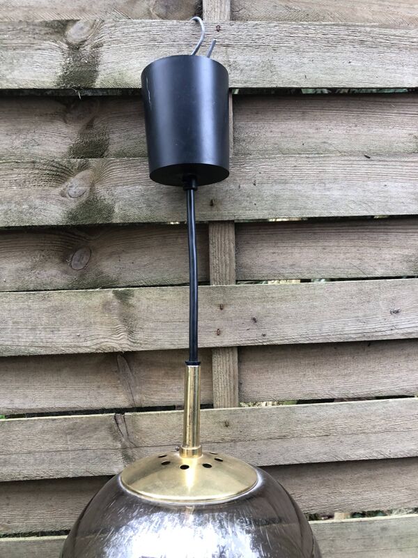 Suspension en verre jaune de Biot années 70