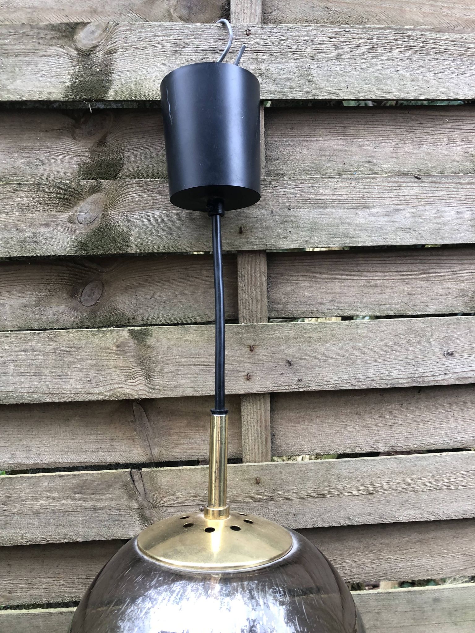 Yellow glass pendant lamp from Biot, 1970s