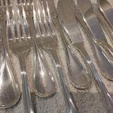 6 fish cutlery sets, 12 pieces, silver-plated metal, Christofle silversmith, Albi pattern