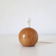 Lampe à poser vintage, pied boule années 70 et abat-jour imprimé