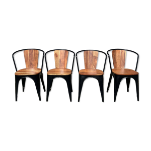 4 chaises en métal noir