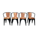 4 chaises en métal noir et bois