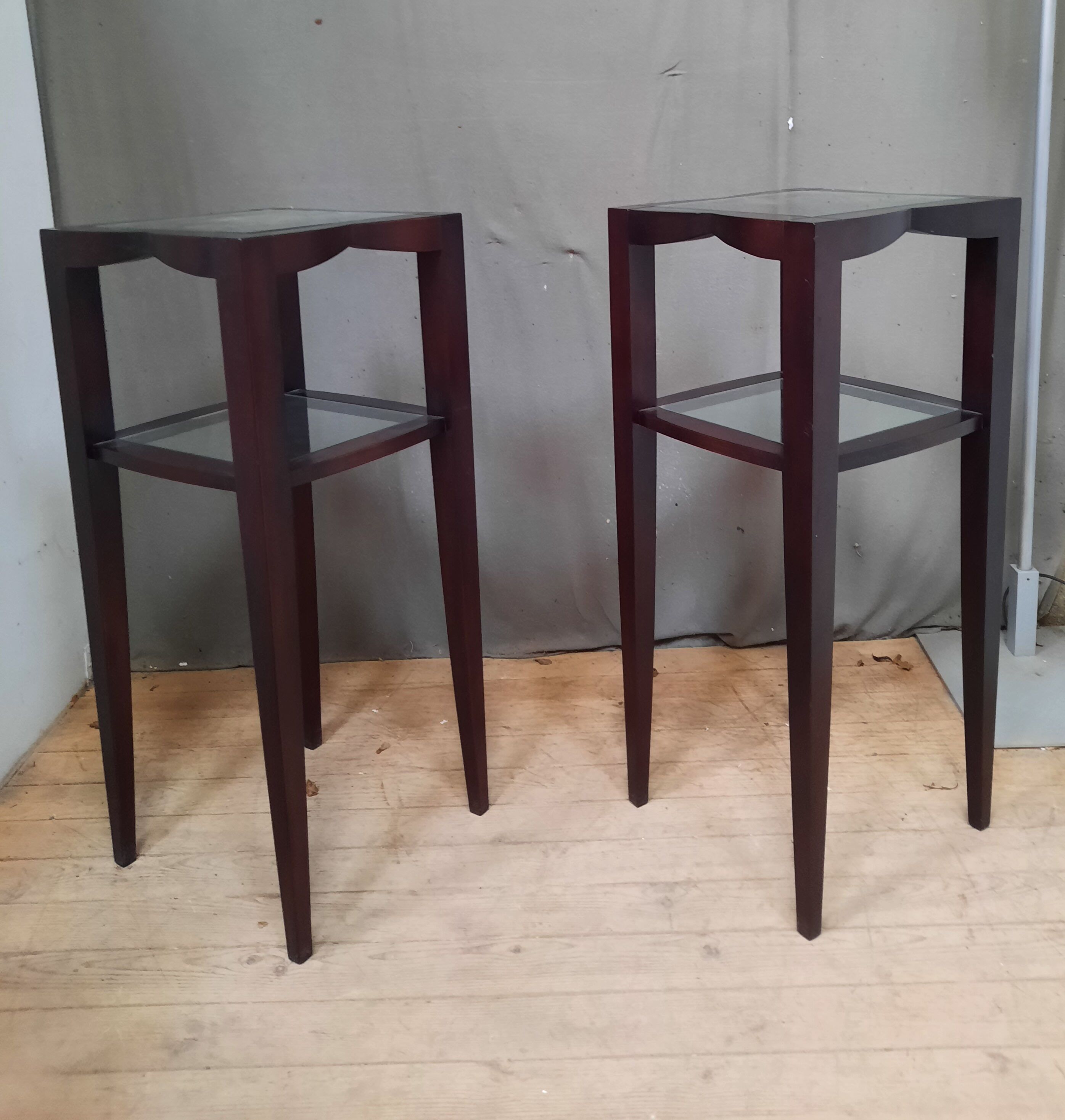 Pair of varnished wood selettes