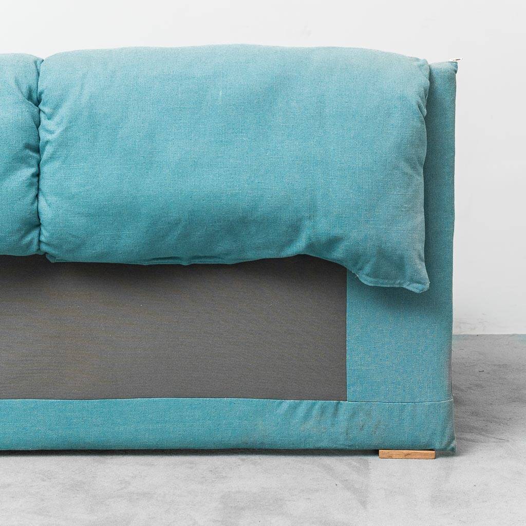 3-seater fabric sofa in Alvar Aalto style, bent wood, 1970s vintage modernism
