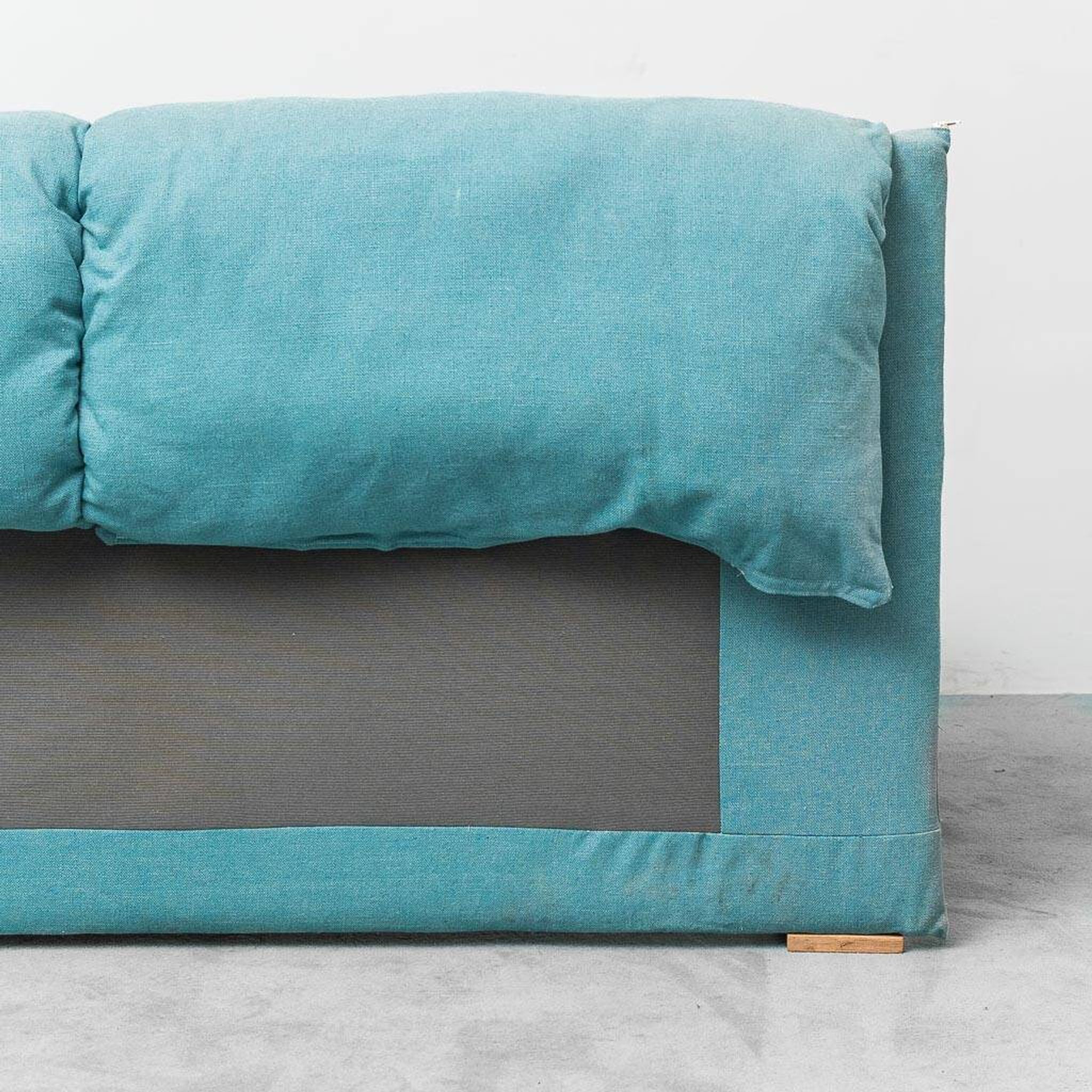 3-seater fabric sofa in Alvar Aalto style, bent wood, 1970s vintage modernism