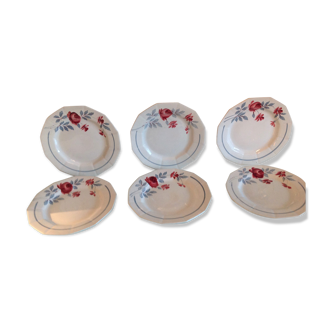 Suite of six flat plates décor Abeille d'Or by Ceranord St Amand / vintage 50s-60s