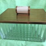 Art Deco gold metal glass cookie box