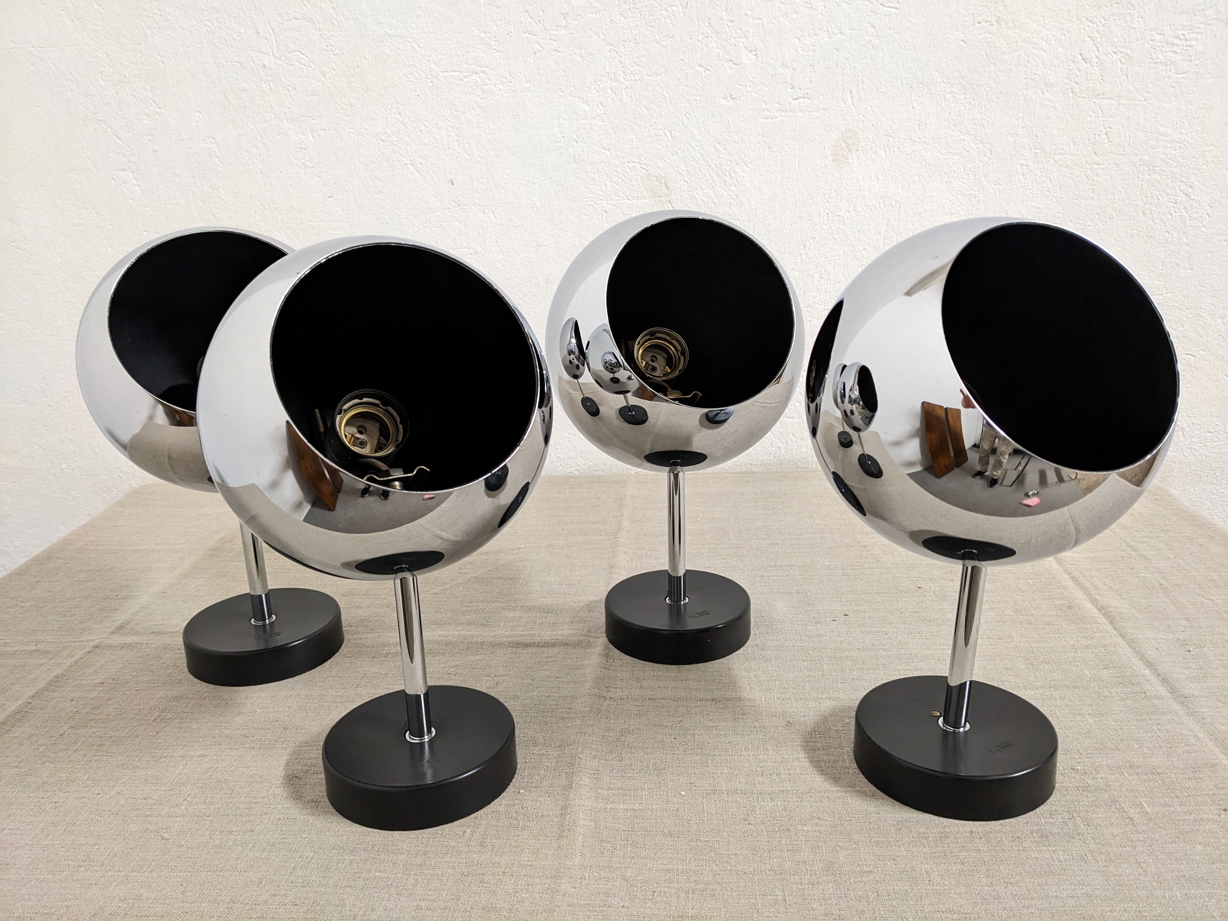 Series of 4 wall lights eye ball XL by Staff Leuchten years 60/70