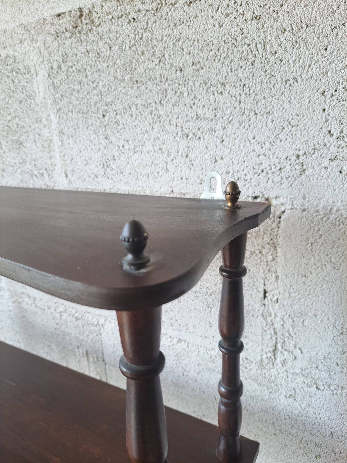 Vintage turned wood wall shelf