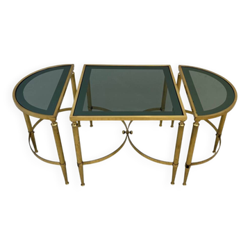 Neo classic coffee table in brass and smoked glass
