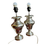 Pair of silver-plated metal lamps published by Christofle - 1950s design