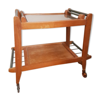 Table rolling, serving, teak, and shagreen, Scandinavian