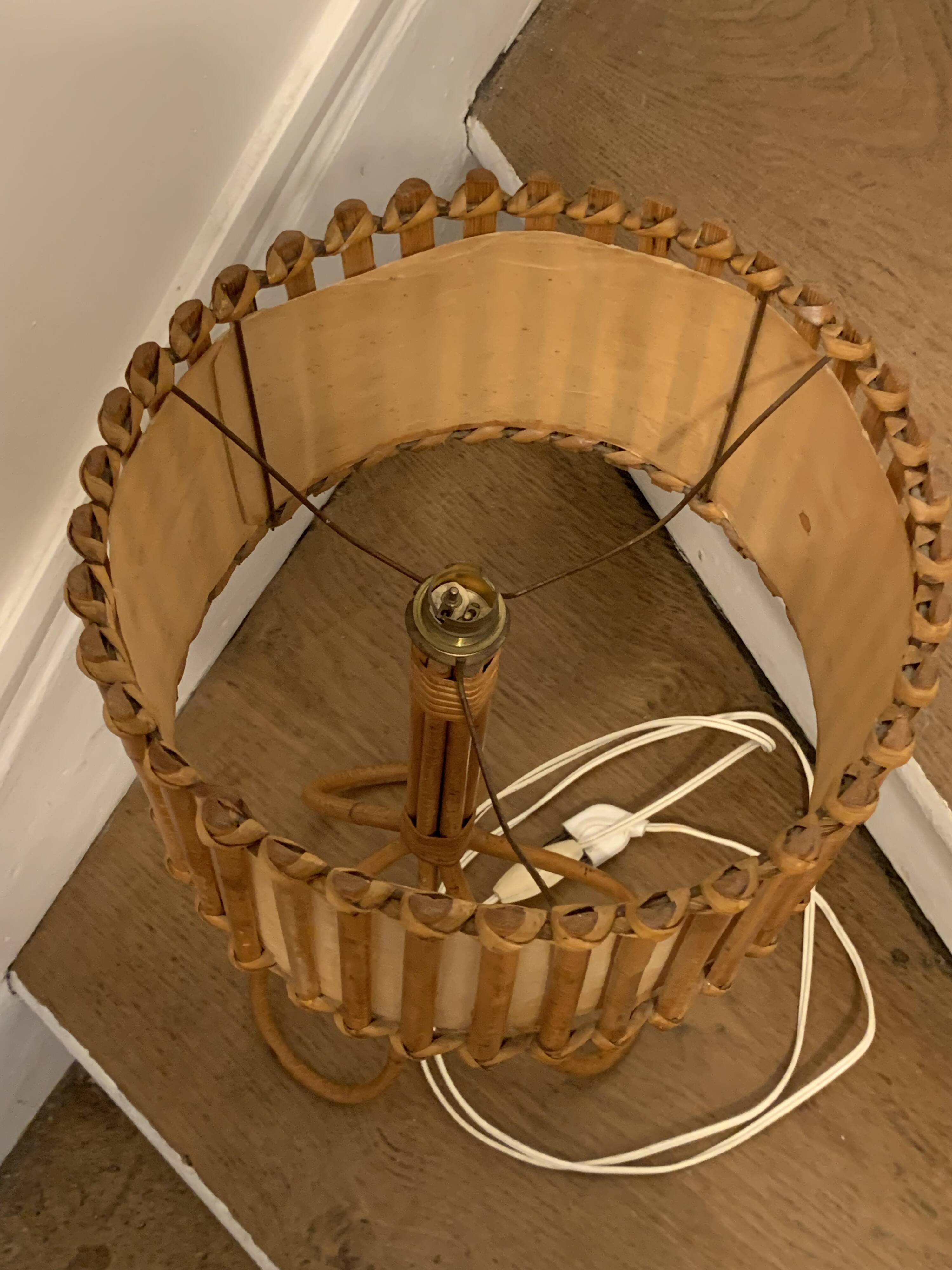 Rattan tripod lamp 1950 H47