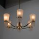 Brass and Glass Chandelier in Lyfa Style, Denmark, 1970s