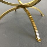 Table basse en laiton et verre fumé années 1970