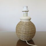 Lamp in rattan and ceramic 70s