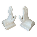 VAGA International ceramic bookends, hand-shaped, 1980s.