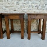 Set of 4 solid wood stools, bistro, 60s