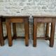 Set of 4 solid wood stools, bistro, 60s