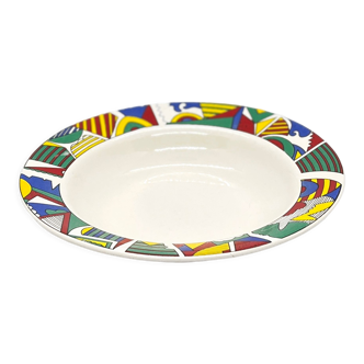 Deep plate in Memphis style, "Tułowice" Porcelain Tableware Plant, Poland, 1980s