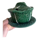 Souptureen and dish in cabbage slip