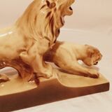Sculpture Lion/Lionne de L. François (1882-1965)