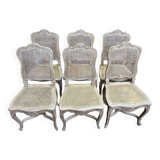 Suite de 6 chaises cannées de style Louis XV - Régence