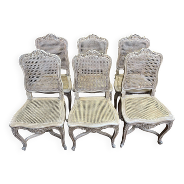 Set of 6 Louis XV style caned chairs - Regency