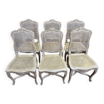 Set of 6 Louis XV style caned chairs - Regency